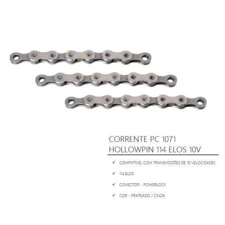 CHAIN PC 1071 HOLLOWPIN 114 LINKS 10 SPEED