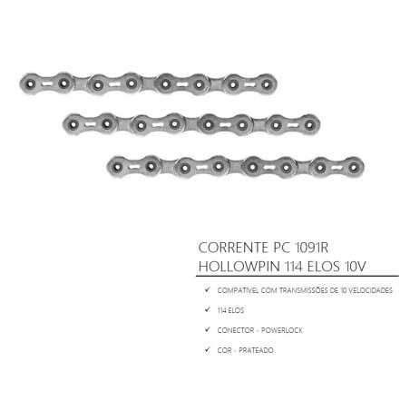 CHAîNE PC 1091R HOLLOWPIN 114 LINKS 10 VITESSES