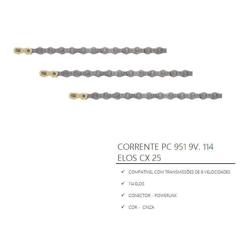 CHAîNE PC 951 114 LINKS 9 VITESSES CX 25 CHAîNE PC 951 114 LINKS 9 VITESSES CX 25