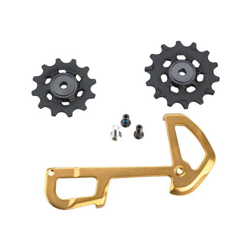 DERAILLEUR PULLEYS XX1 EAGLE + INNER CAGE GOLDEN DERAILLEUR PULLEYS XX1 EAGLE + INNER CAGE GOLDEN