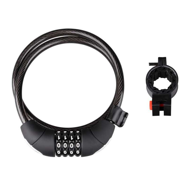 Lock F LUX spiral code with holder 85cm/10mm black Lock F LUX spiral code with holder 85cm/10mm black