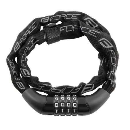 Cadeado código FORCE CHAIN 120cm/4mm Preto