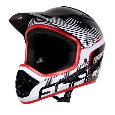 Casque FORCE TIGER downhill noir-rouge-blanc