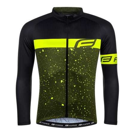 Jersey FORCE SPRAY long sleeves BLACK-YELLOW